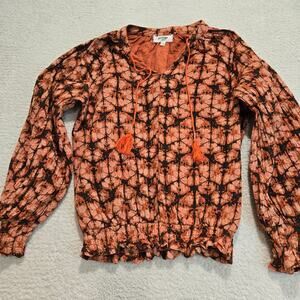 Anthropologie Porridge Elisabeth Peasant Blouse Top Orange Size L Boho